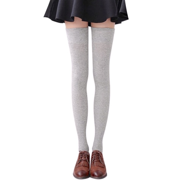 Gray Over the Knee Thigh High Socks | Cozy Soft Knit Long Boot Socks - Picture 1 of 5